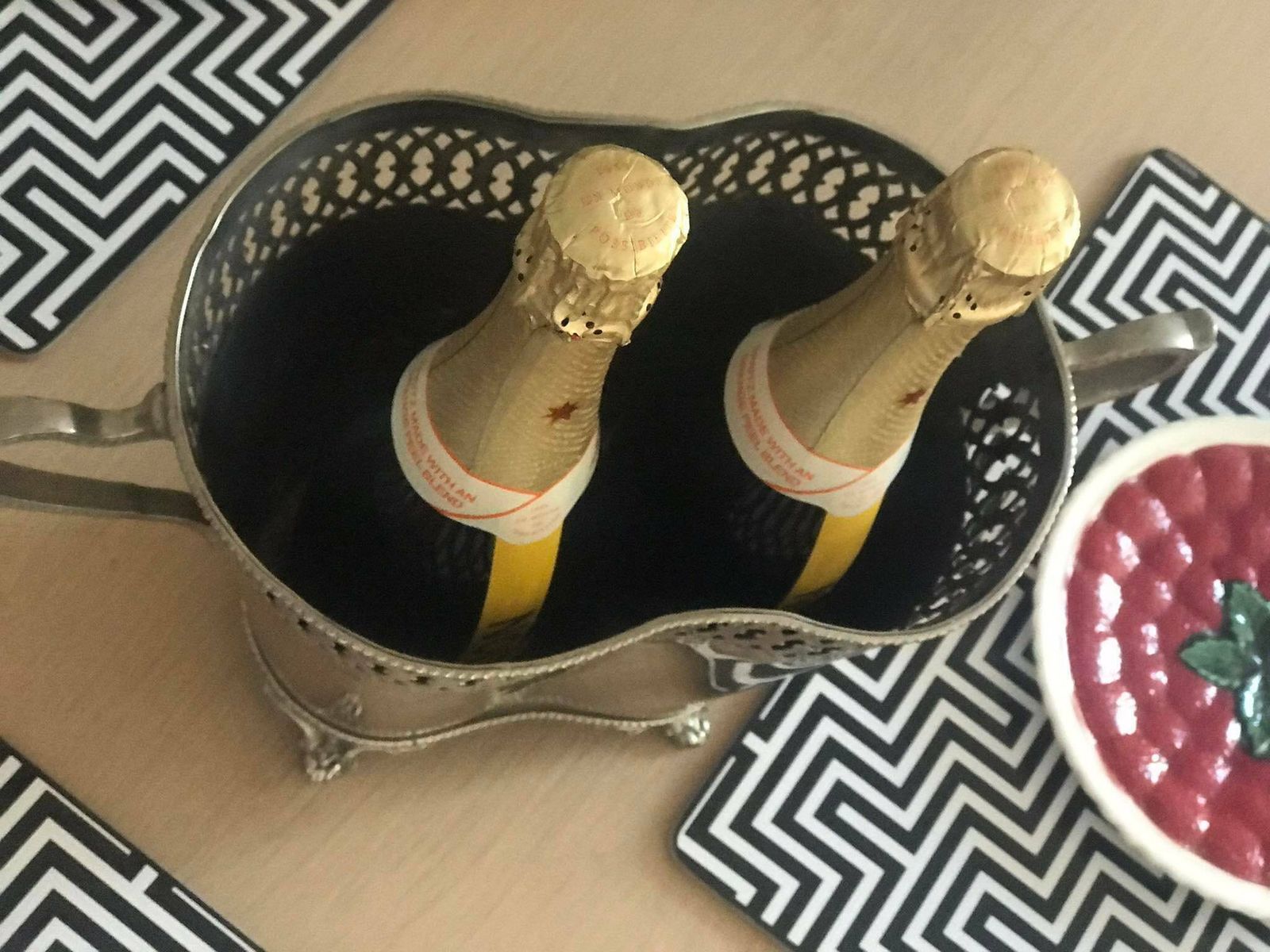 Champagne Bucket Silver Plated 2 Bottles Handles Decor Bar Cart Christmas Table Wine Chiller Cooler Gift For Wedding Gift Man Cave photo vintage