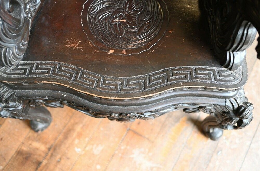 Pair Chinese Qing Arm Chairs Hand Carved 19th Century photo buy