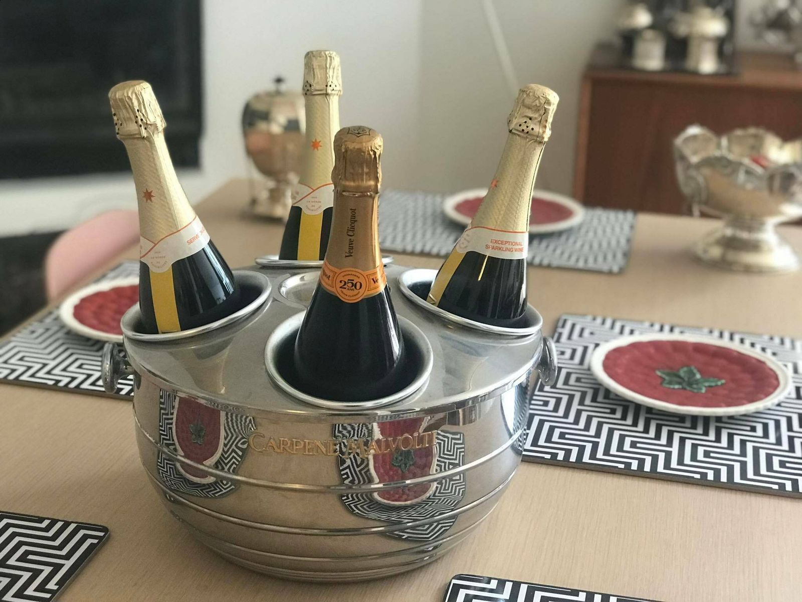 Champagne Bucket Xl Large 4 Bottles Stainless Steel Bar Cart Decor Christmas Table Wine Chiller Cooler Gift For Wedding Gift Man Cave photo furniture