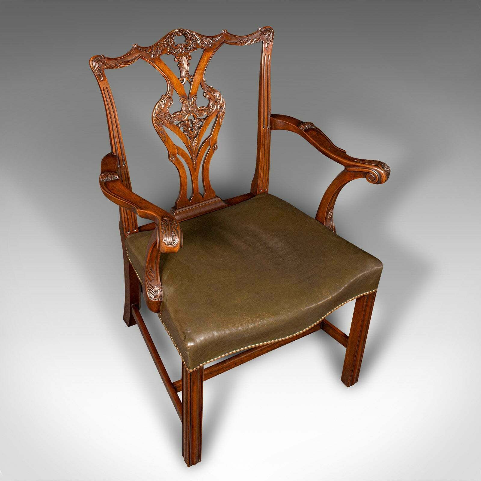 Antique Gentleman's Drawing Room Armchair, English, Chippendale Taste, Victorian photo vinterior