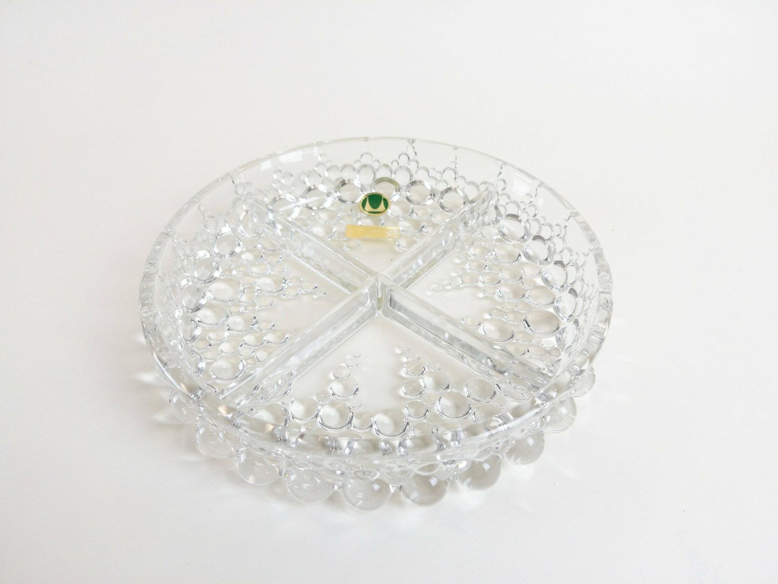 Retro 1960s Walther Crystal Glass Appetiser Plate   Glass Bubble Serving Platter   Made In West Germany photo Home Decor