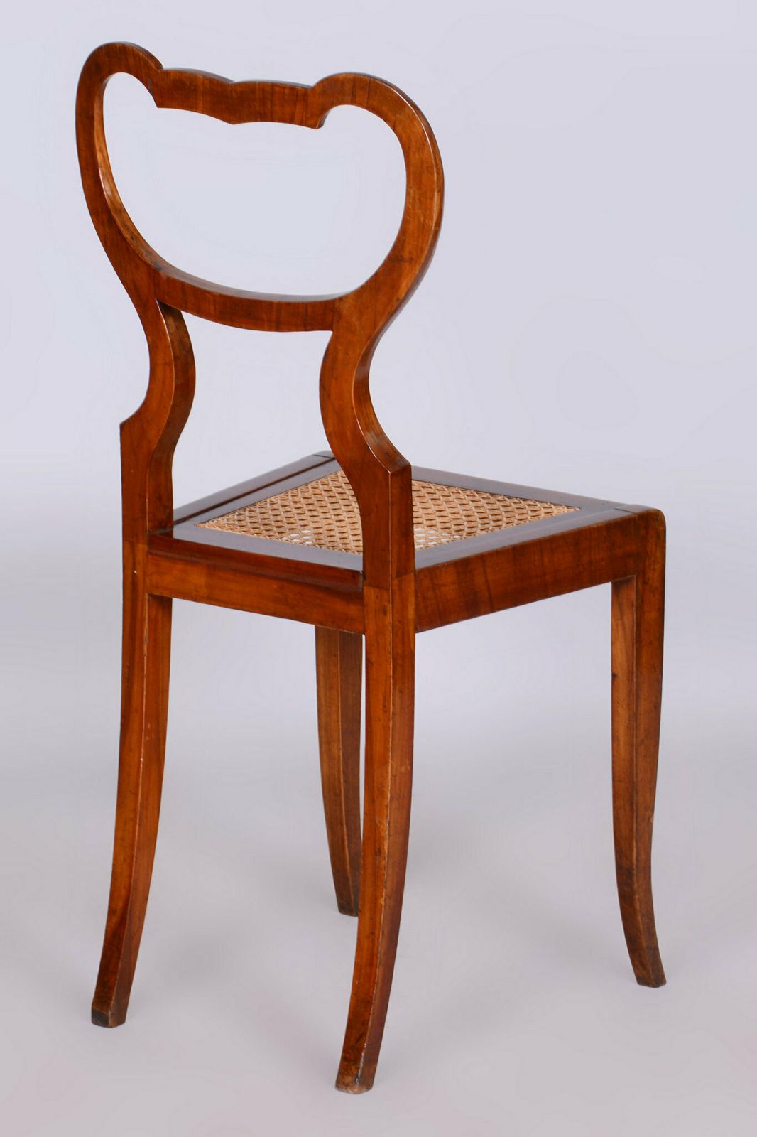 Restored Biedermeier Chair, Walnut Vener, Rattan, Polish, Austria, 1830s photo for sale