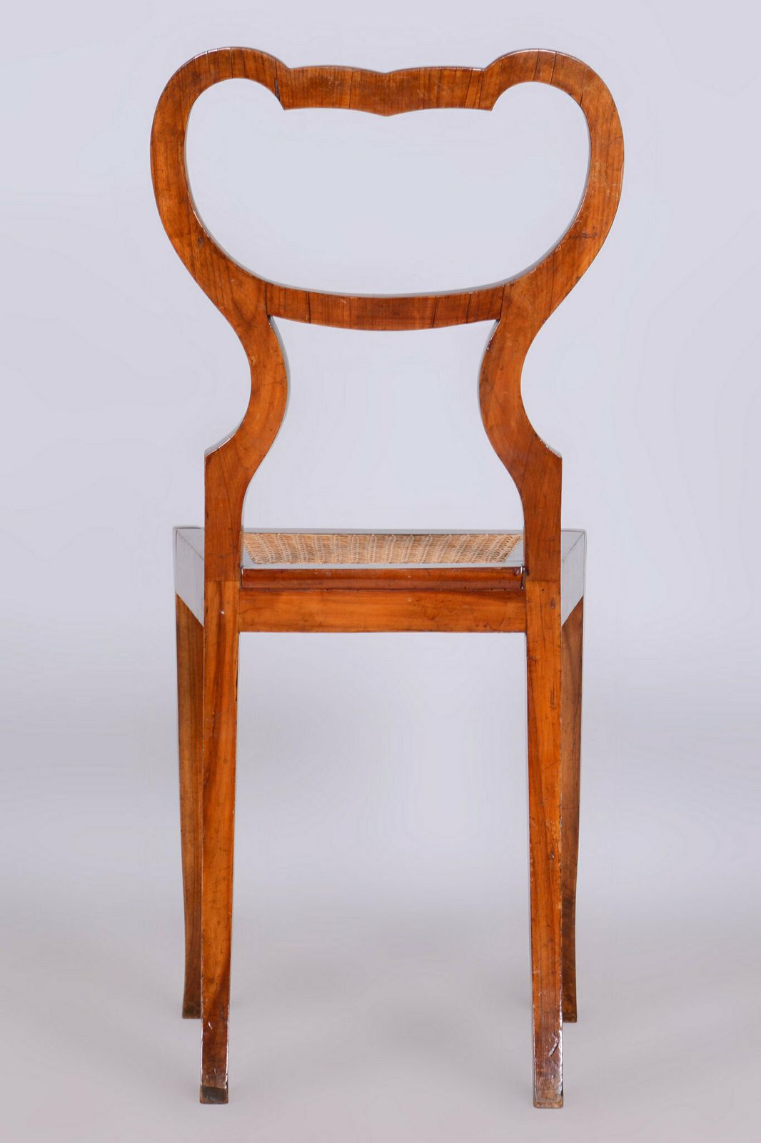photo furniture Restored Biedermeier Chair, Walnut Vener, Rattan, Polish, Austria, 1830s