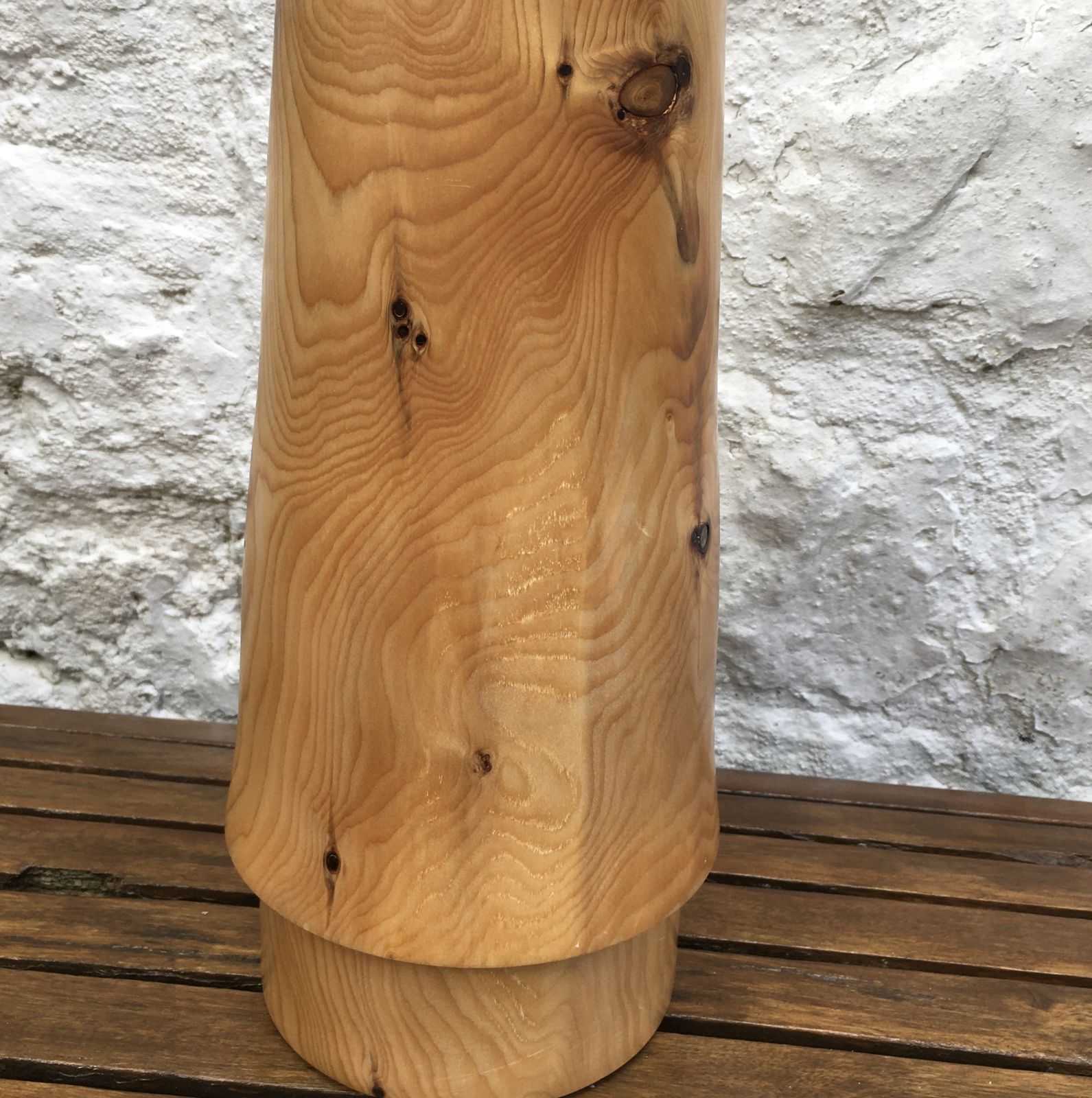 Handmade Heavy Large Wooden Vase Artisan Minimalist 2kg 11.25in photo vintage