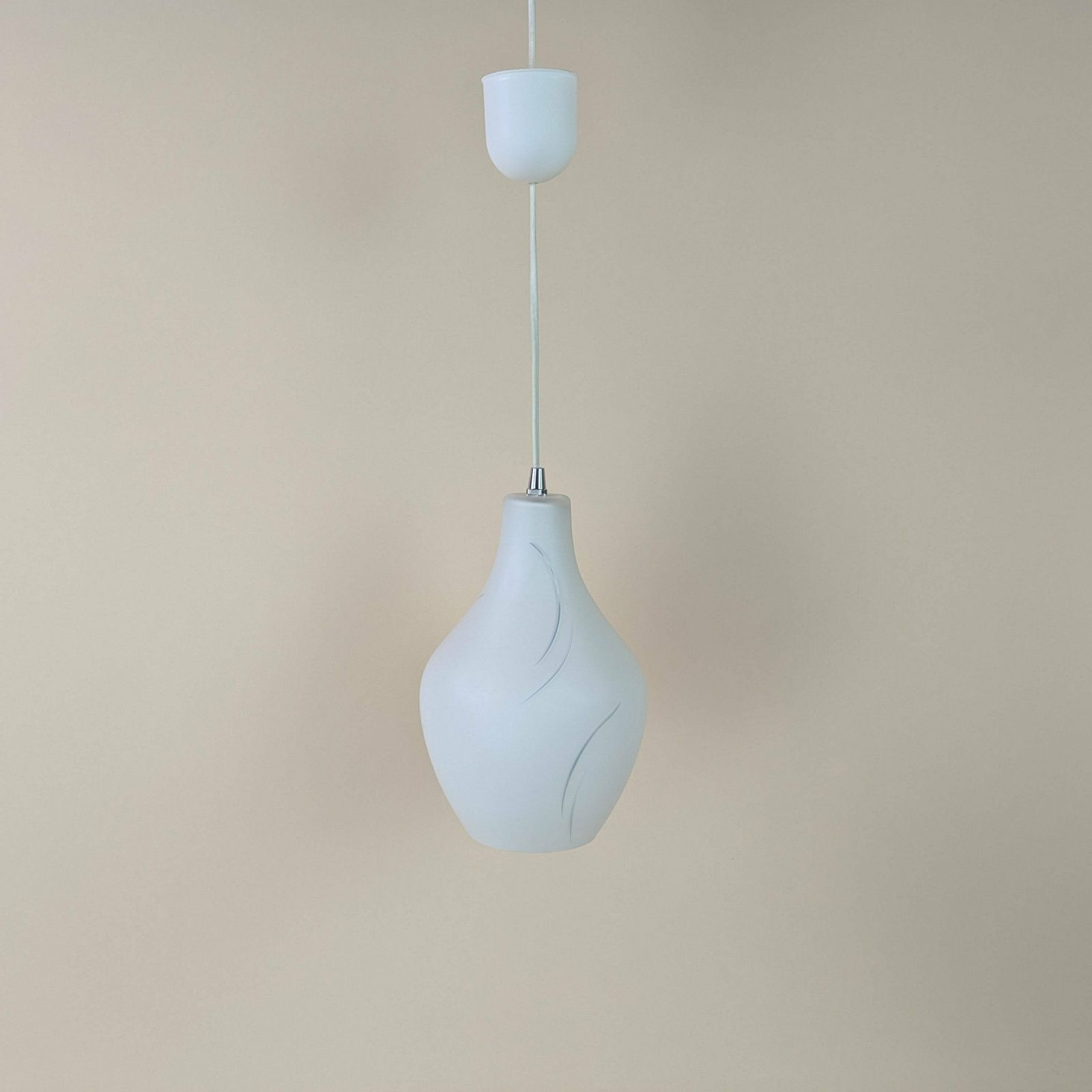 Vinateg Scandinavian White Opaline Glass Ceiling Pendant Light, 1960s White And Silver Drop Light photo furniture
