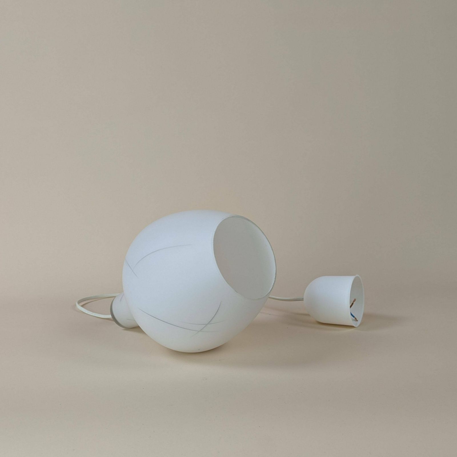 Vinateg Scandinavian White Opaline Glass Ceiling Pendant Light, 1960s White And Silver Drop Light photo 129.0