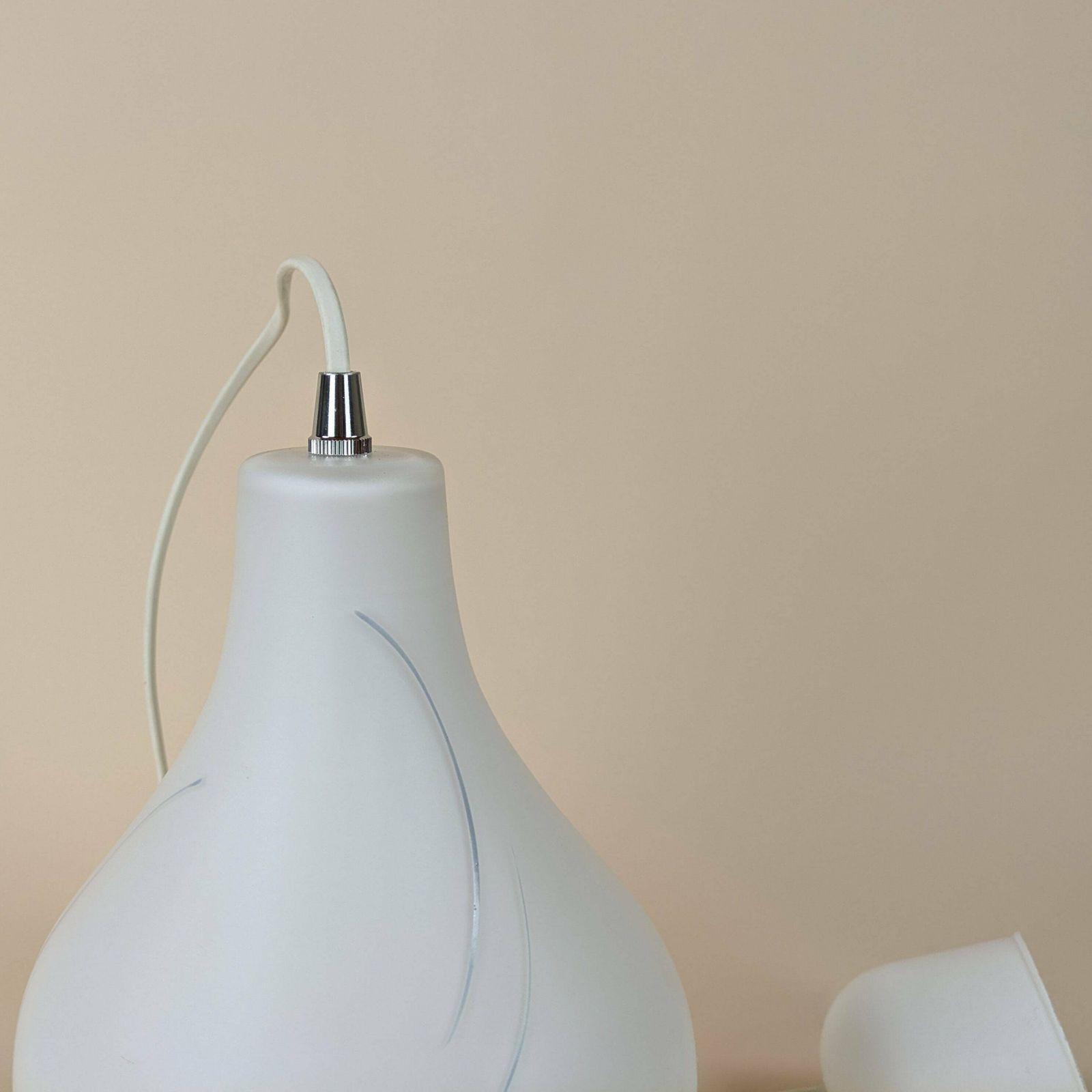 Vinateg Scandinavian White Opaline Glass Ceiling Pendant Light, 1960s White And Silver Drop Light photo buy