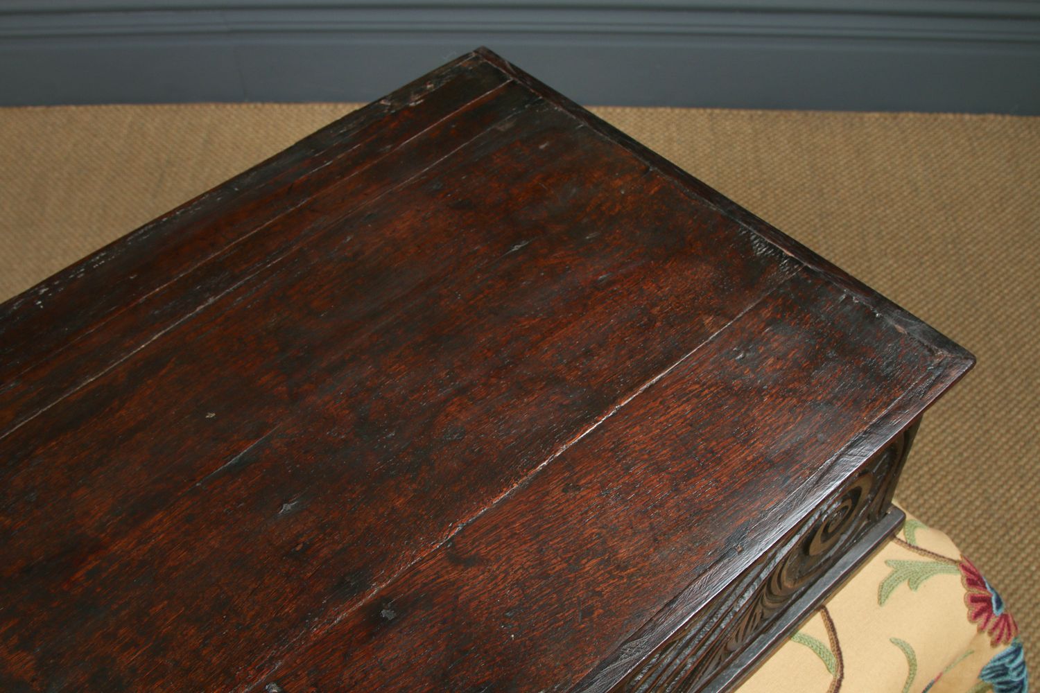 Home Decor English 17th Century Charles II Oak Carved Bible Box  (Circa 1680) photo