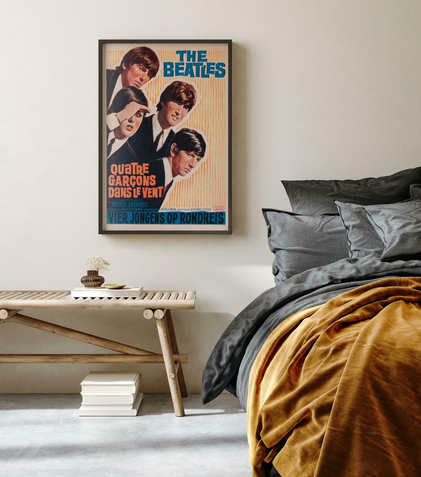 A Hard Day's Night 1964 Belgian Film Poster photo furniture
