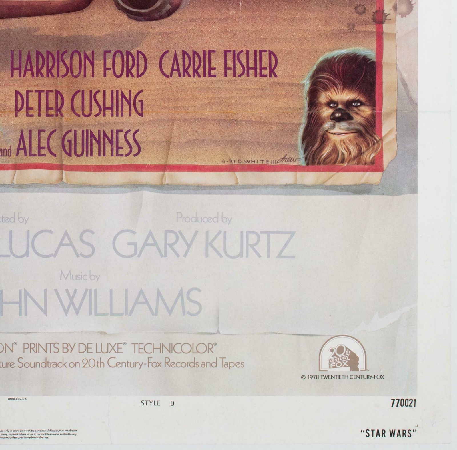 Star Wars Us 1 Sheet Style D Original Film Movie Poster, Struzen, 1977 photo vintage