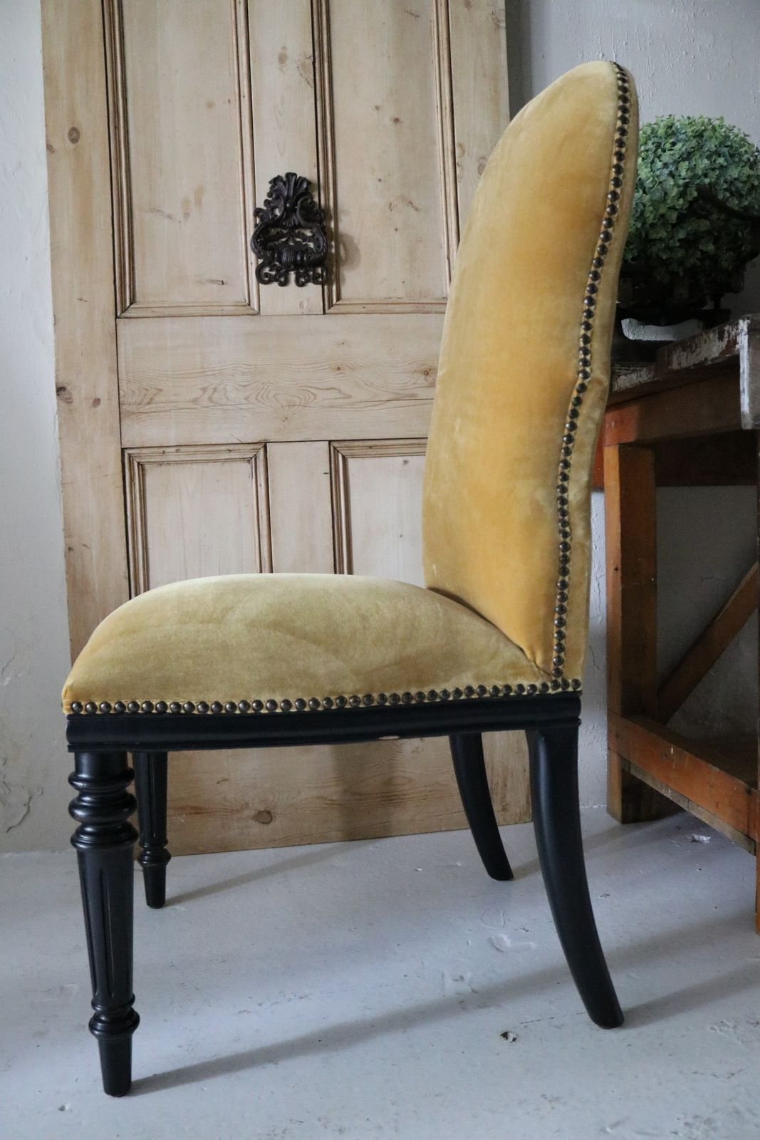 4 X India Jane Gold Velvet Dining Chairs photo for sale