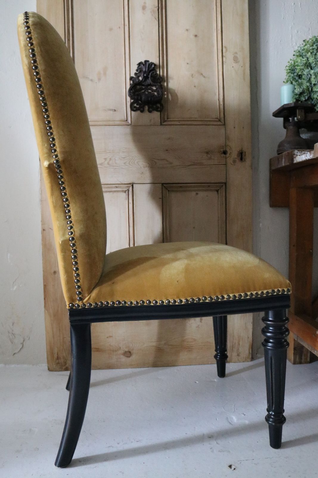 photo buy 4 X India Jane Gold Velvet Dining Chairs