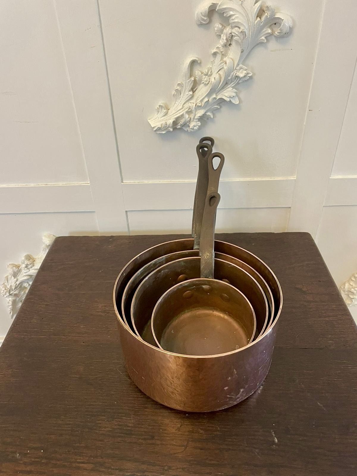 photo furniture Antique 19th Century French Set Of Four Copper Pans