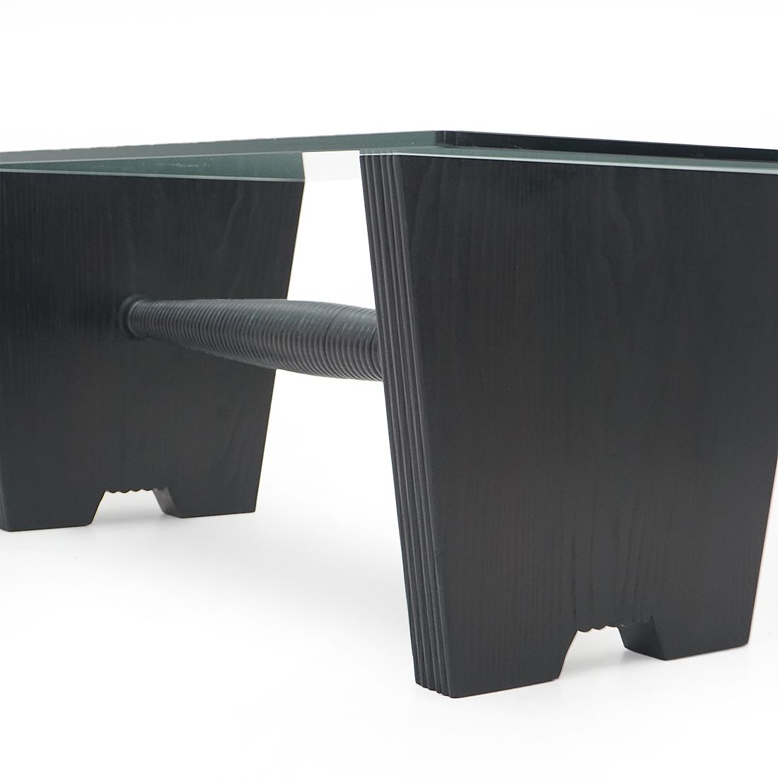 Coffee Table With Glass Top And Black Stained Wood Structure, 1930s photo buy