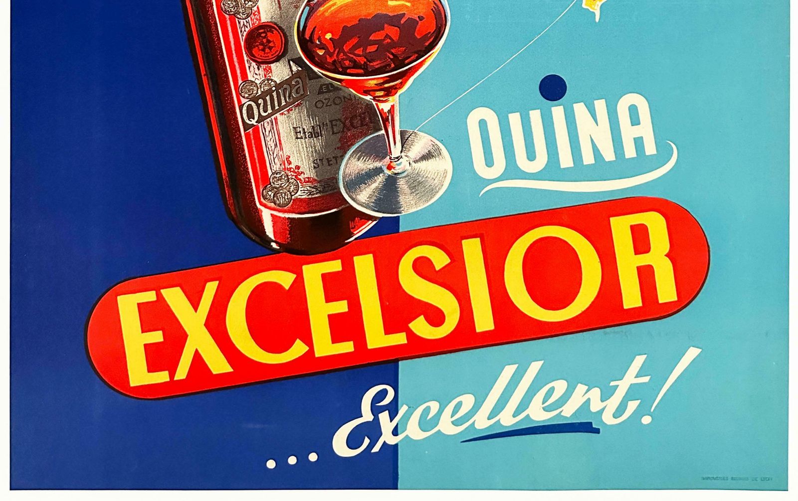Quina Excelsior 1950s French Alcohol Advertising Poster, Kalischer photo Art