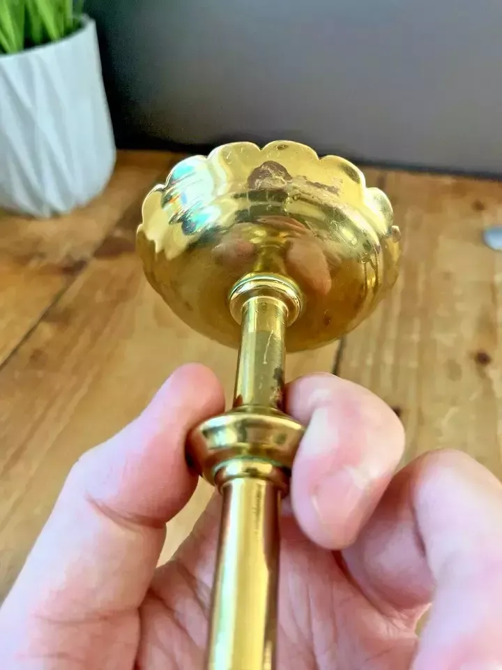 photo furniture Pair Of Antique English Gothic Brass Altar Candlesticks Candle Holders Pugin