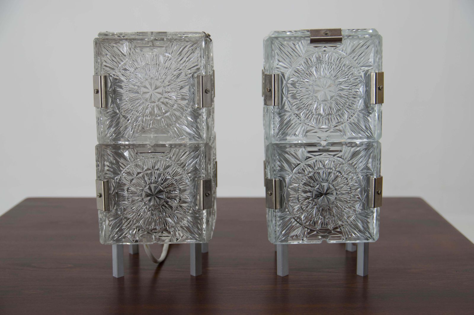 Set Of Two Glass Table Lamps By Kamenicky Senov, 1970s photo for sale