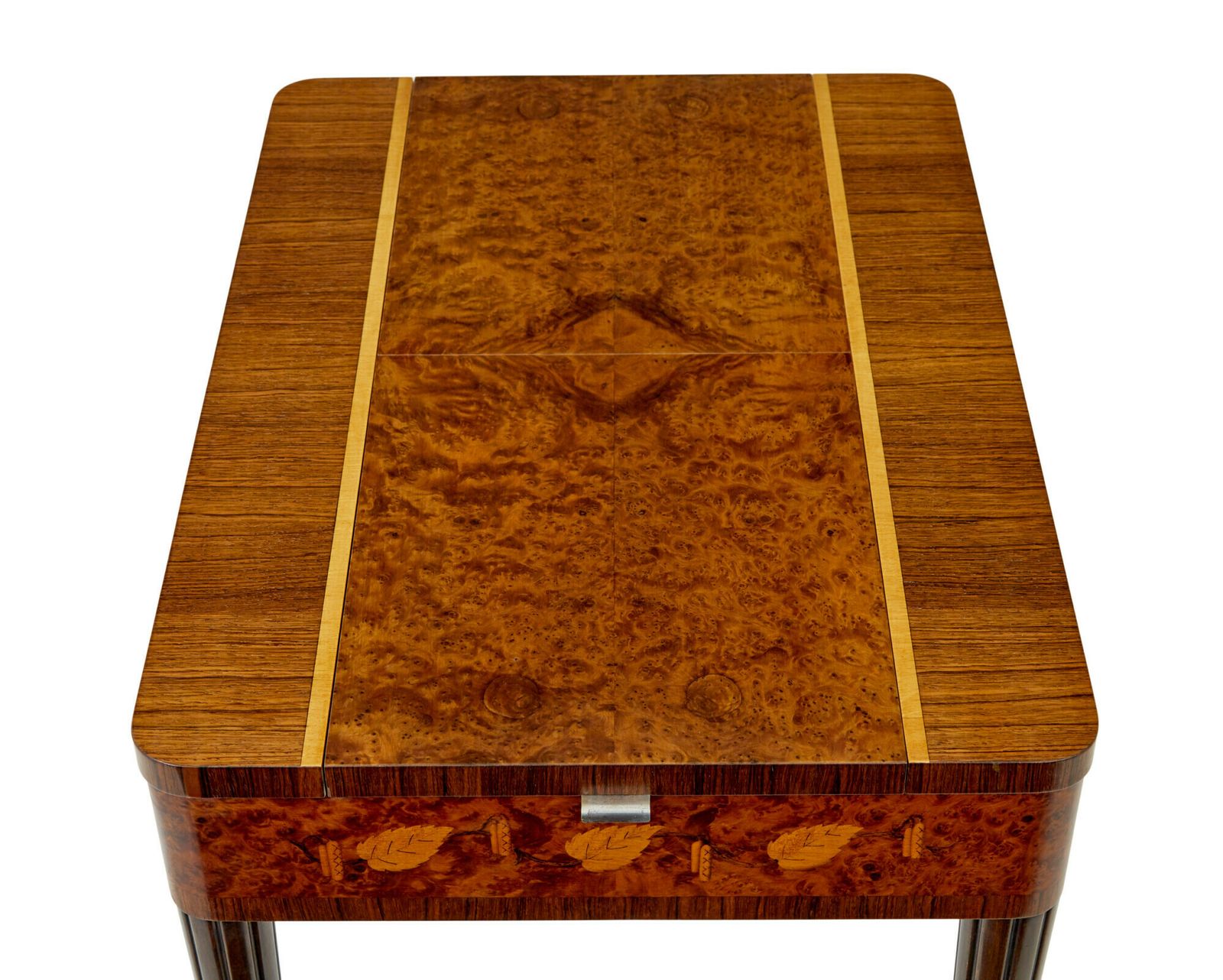 Mid Century Walnut And Birch Inlaid Metamorphic Work Table photo vinterior