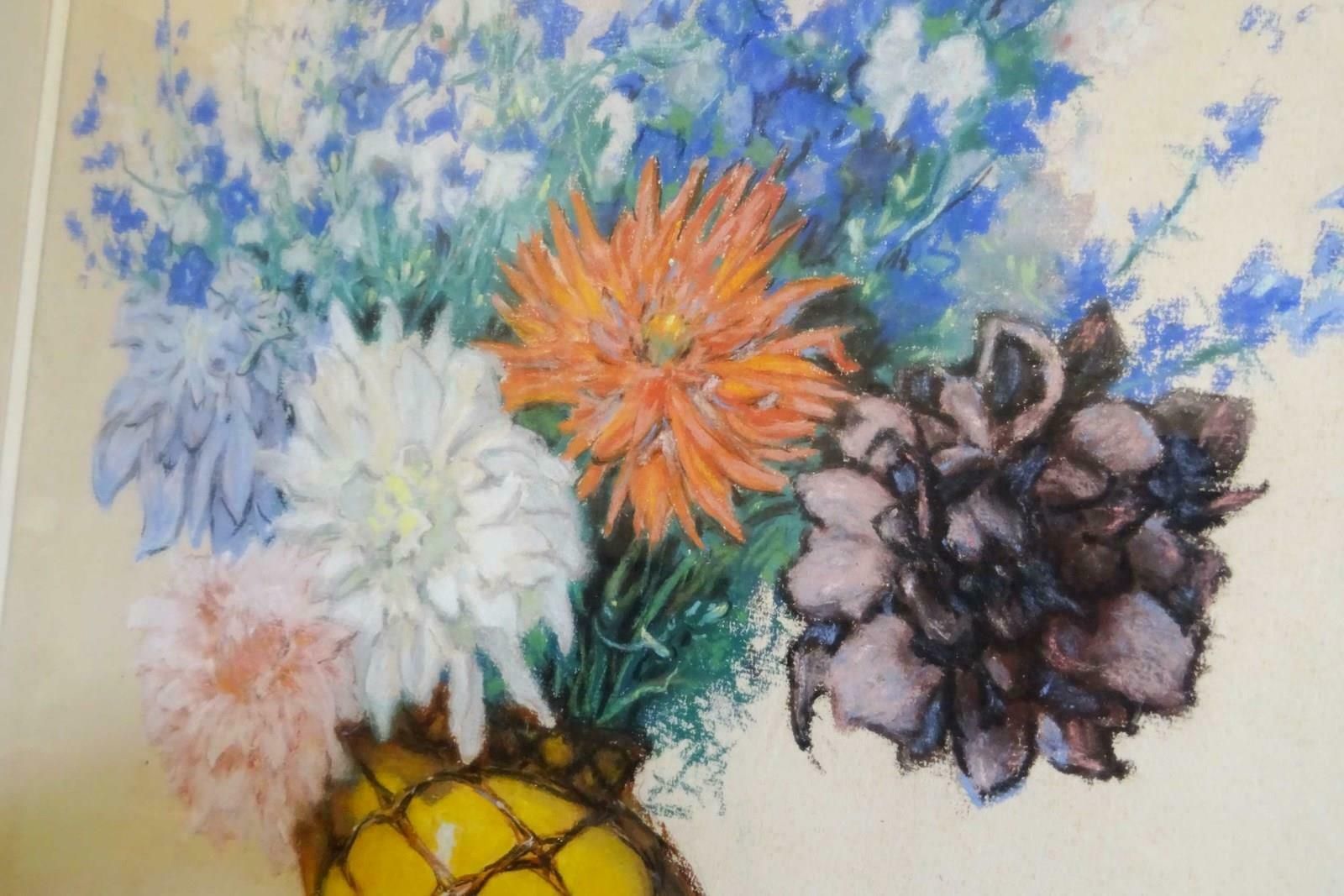 Large French Pastel, Delphiniums And Dahlias photo furniture