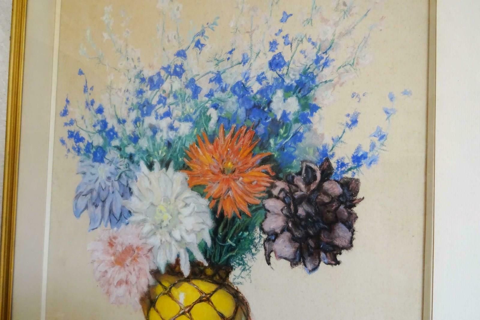 Large French Pastel, Delphiniums And Dahlias photo 198.0