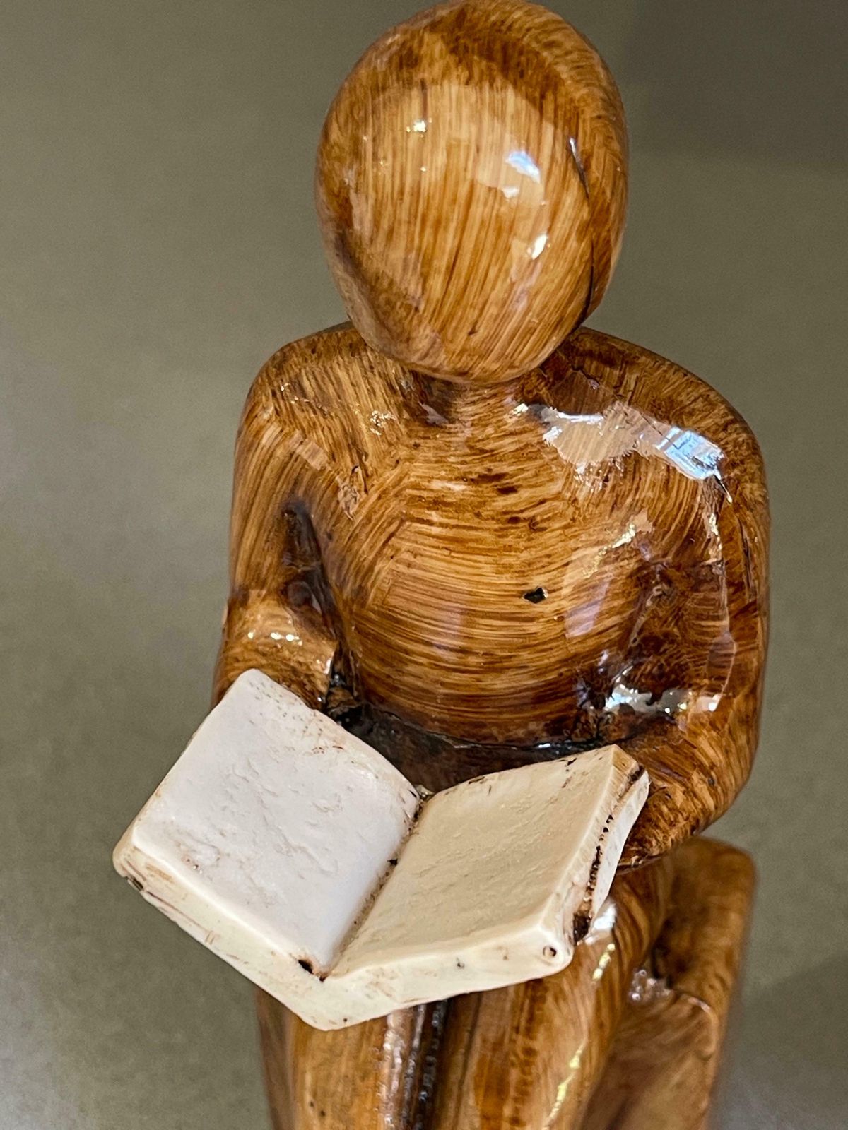 Wooden Sculptures Book End Set Of 3 Thinking Decorative Figurine Of Book Holders photo buy