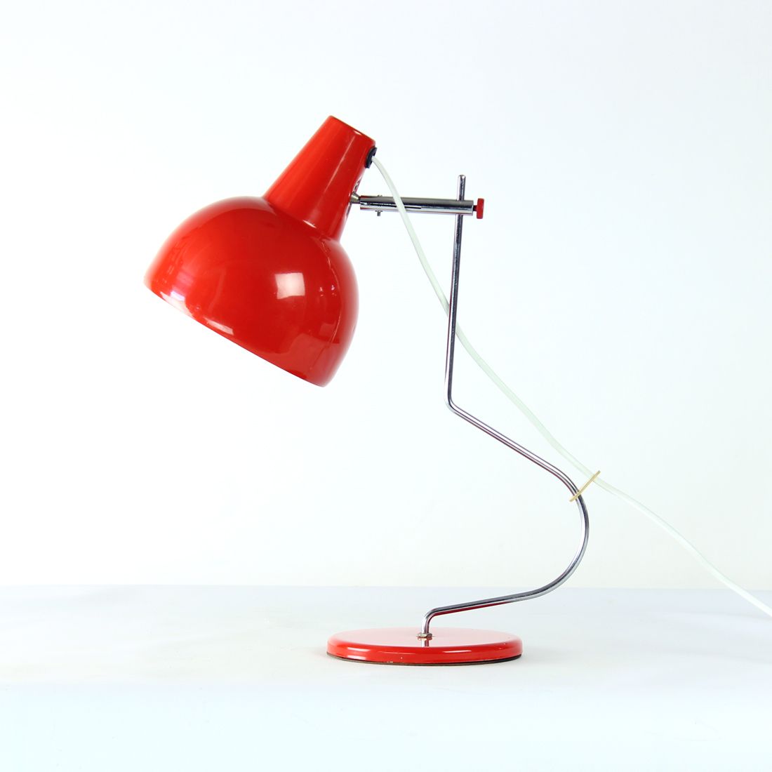 Midcentury Lidokov L193 Table Lamp By Josef Hurka In Red Metal, Czechoslovakia 1960s photo Lighting