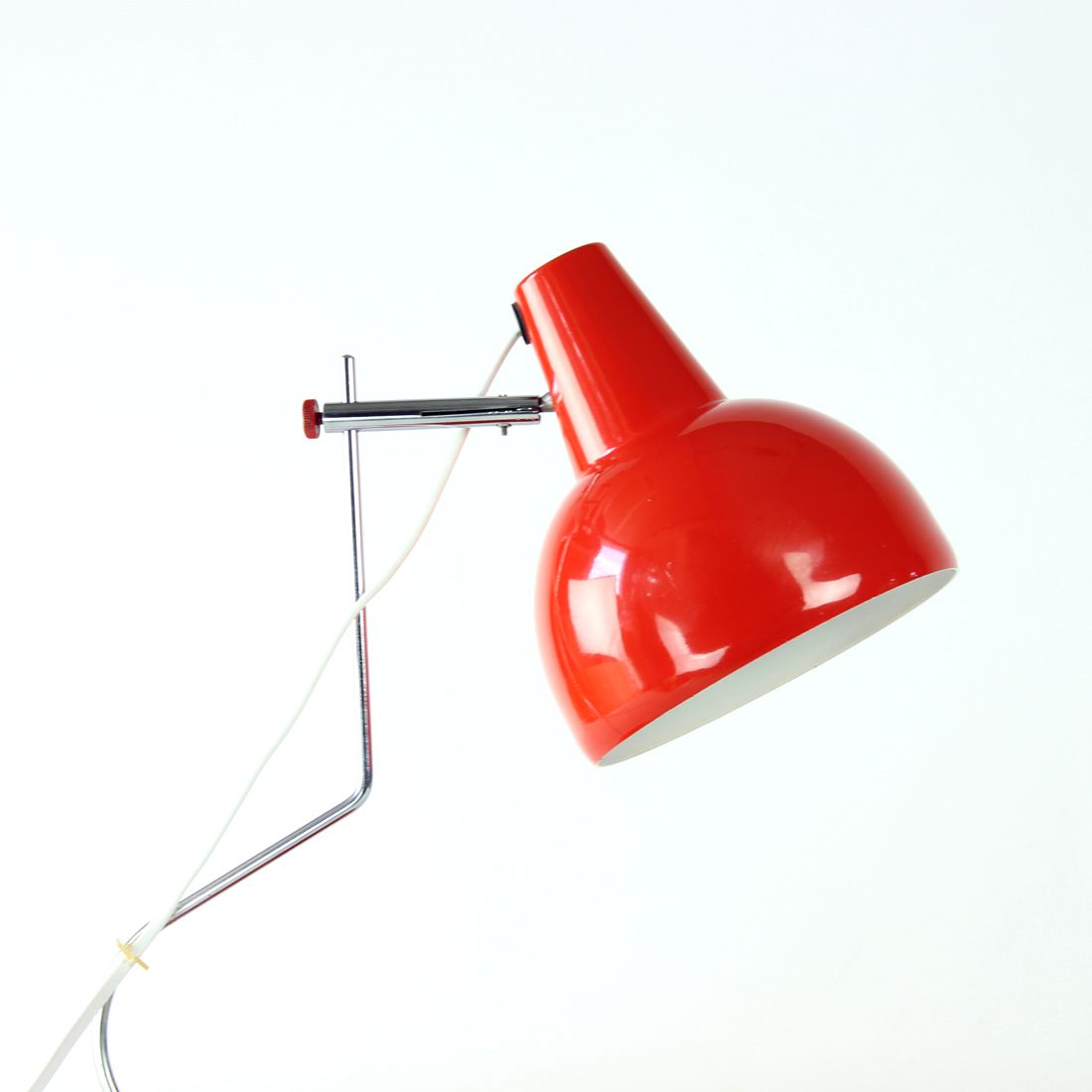 Midcentury Lidokov L193 Table Lamp By Josef Hurka In Red Metal, Czechoslovakia 1960s photo vintage