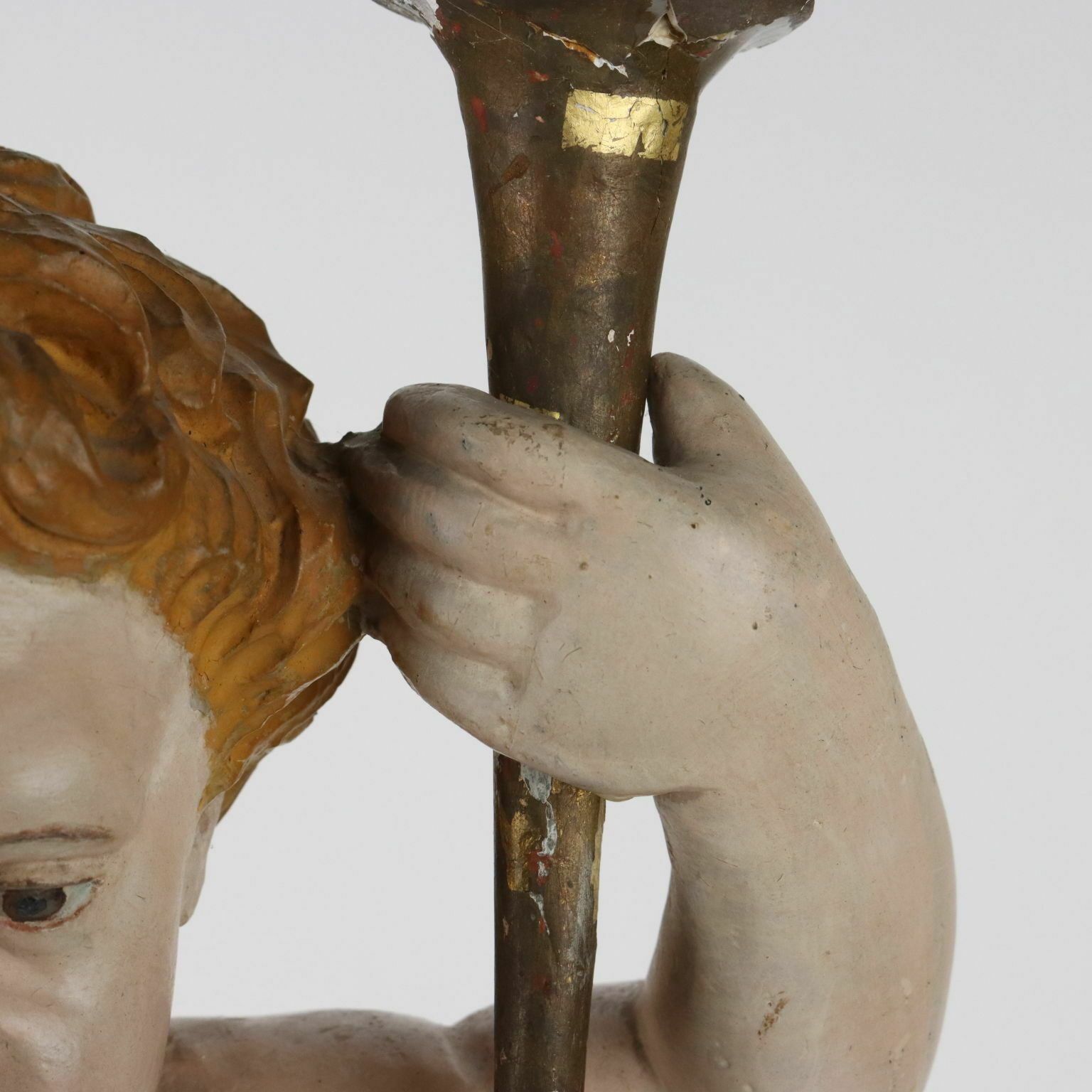 Antique Sculpture Putto Carved And Gilded Wood Italy XIX Century photo 1800.0