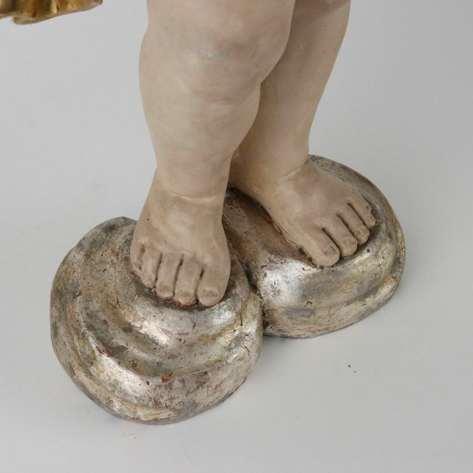 Antique Sculpture Putto Carved And Gilded Wood Italy XIX Century photo vintage