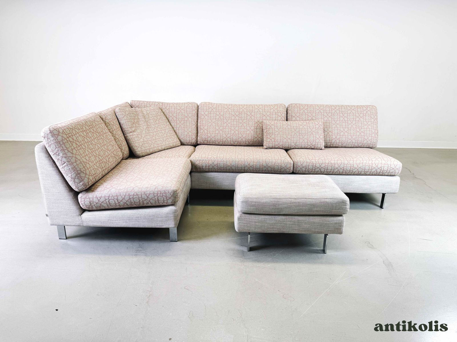 Corner Sofa Couch Cor Conseta Fabric Runners White Grey Pink photo 2490.0