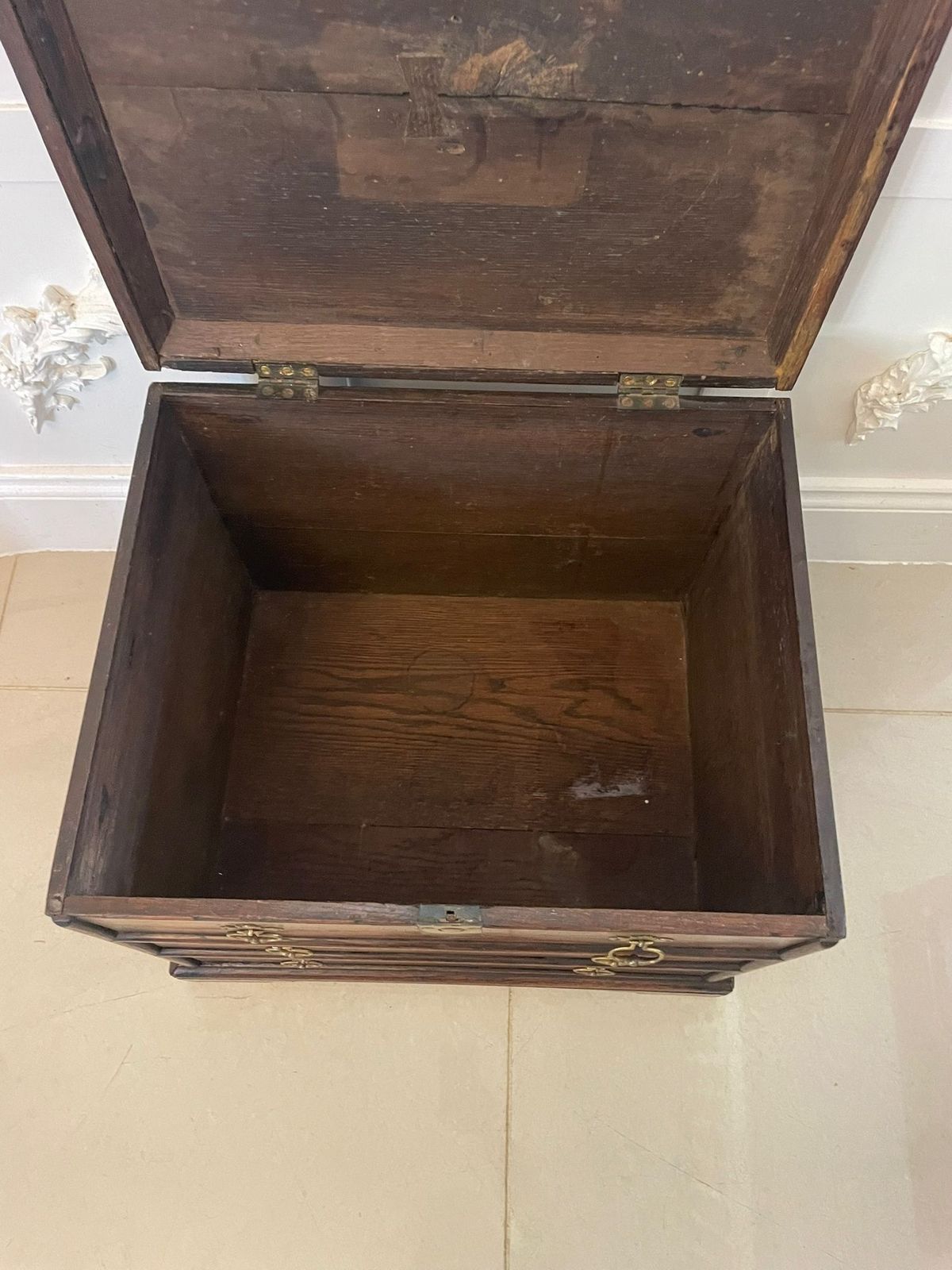 Antique Early 18th Century Quality Oak Box Chest photo furniture