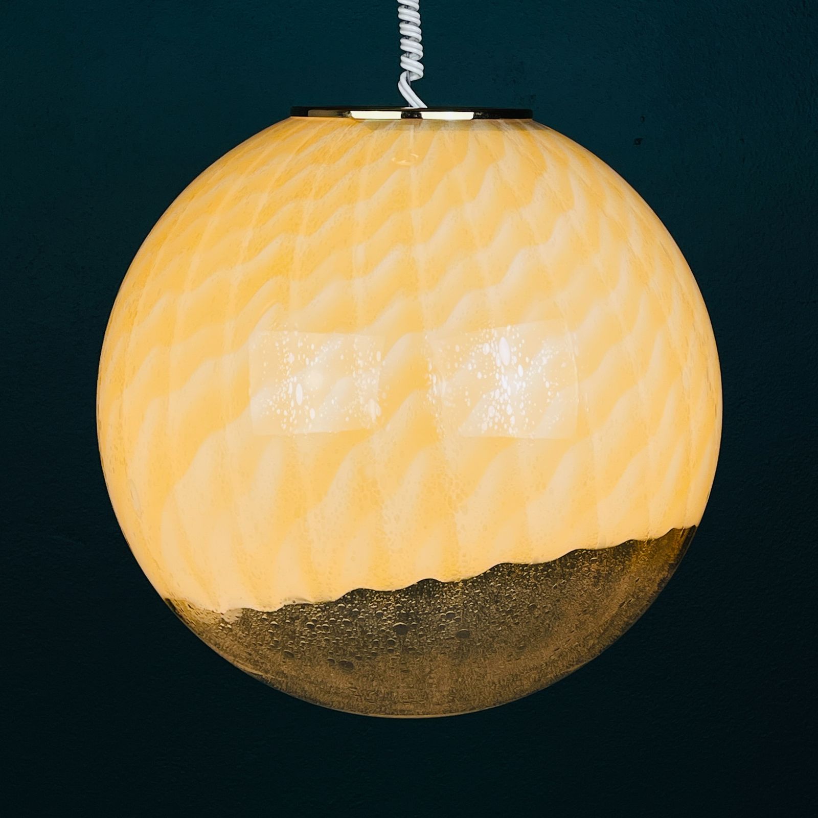 1580.0 Vintage Large Murano Ball Pendant Lamp By Veart, Italy 1970s photo