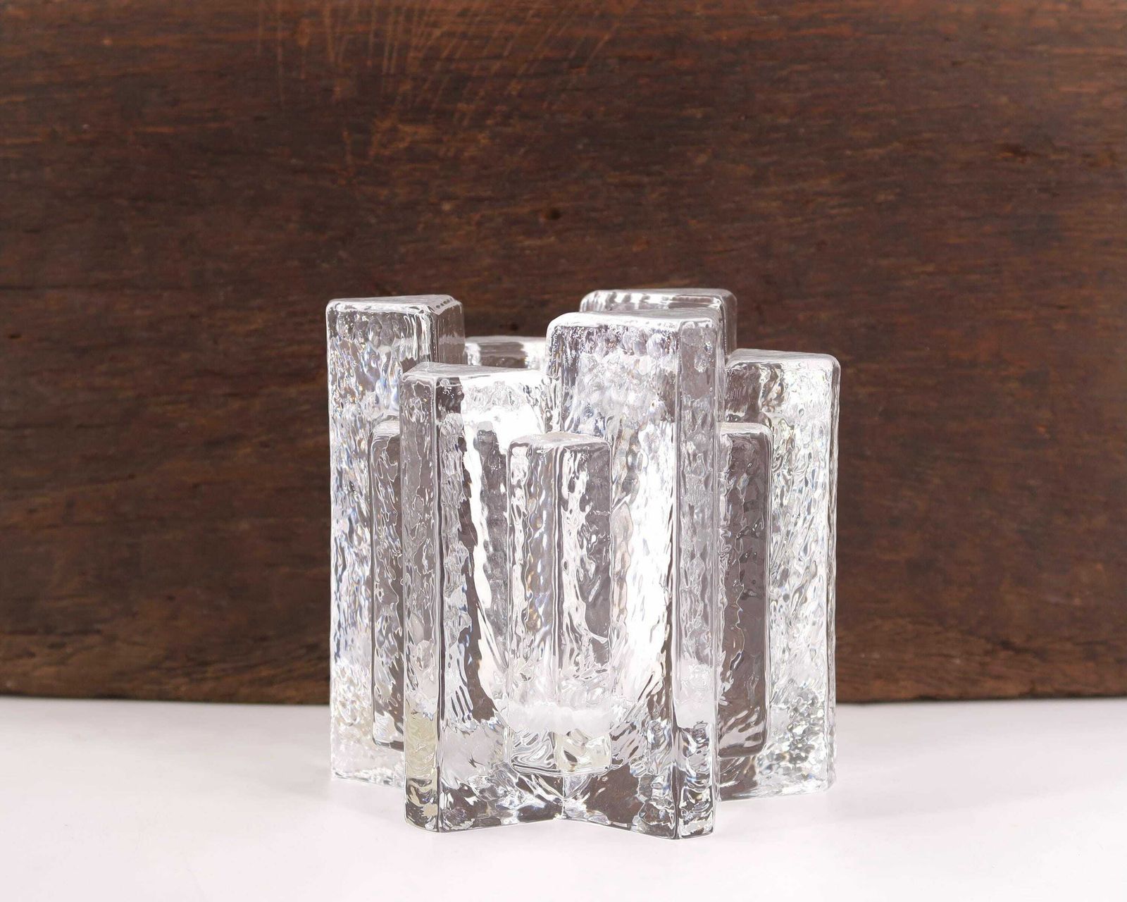 Swedish Glass Tealight Holder By Christer Sjogren For Lindshammar, 1960s / Candle Holder, Candleholder, Art, Scandinavian, Sweden photo furniture