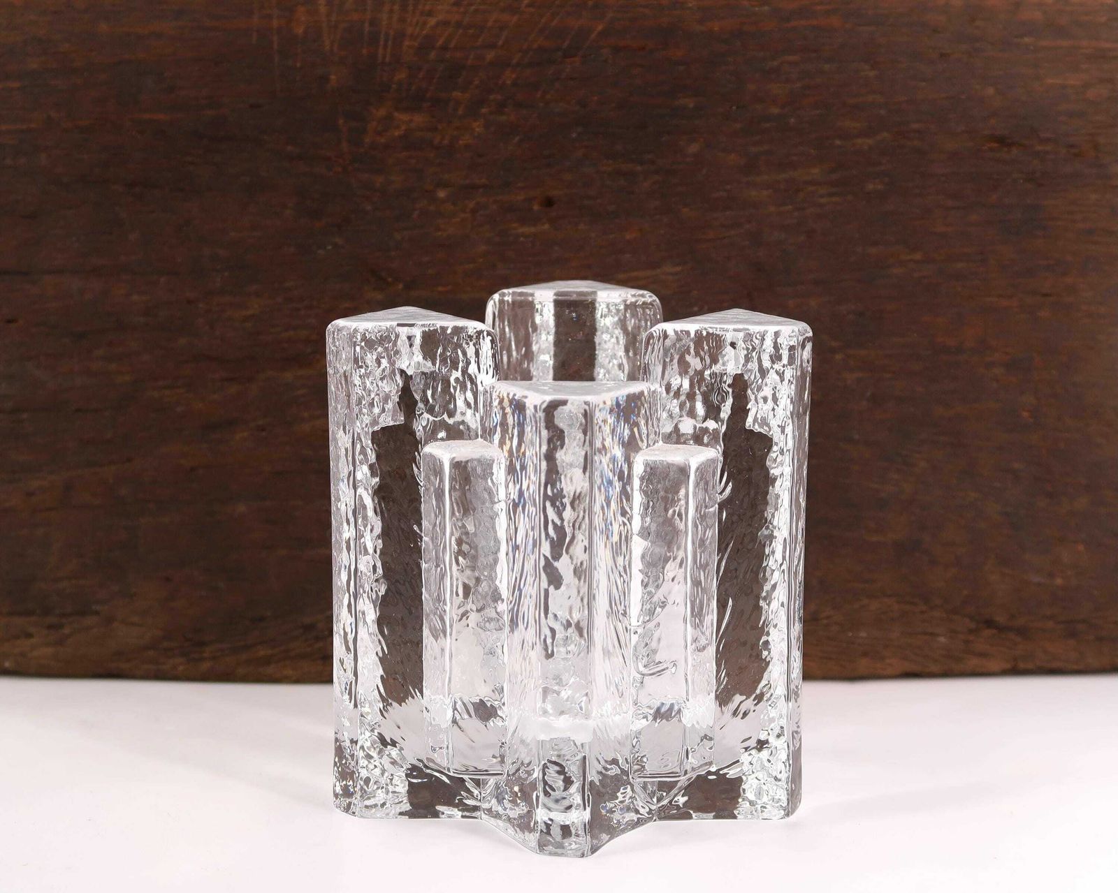 Swedish Glass Tealight Holder By Christer Sjogren For Lindshammar, 1960s / Candle Holder, Candleholder, Art, Scandinavian, Sweden photo for sale