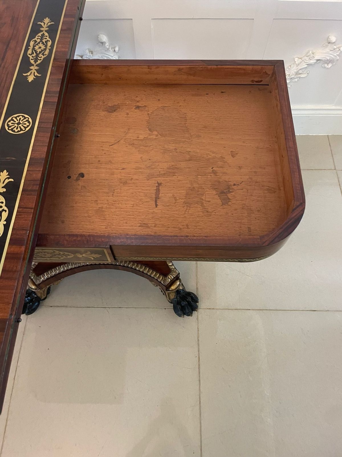Magnificent Quality Antique George III Rosewood Brass Inlaid Side Table By George Bullock photo for sale