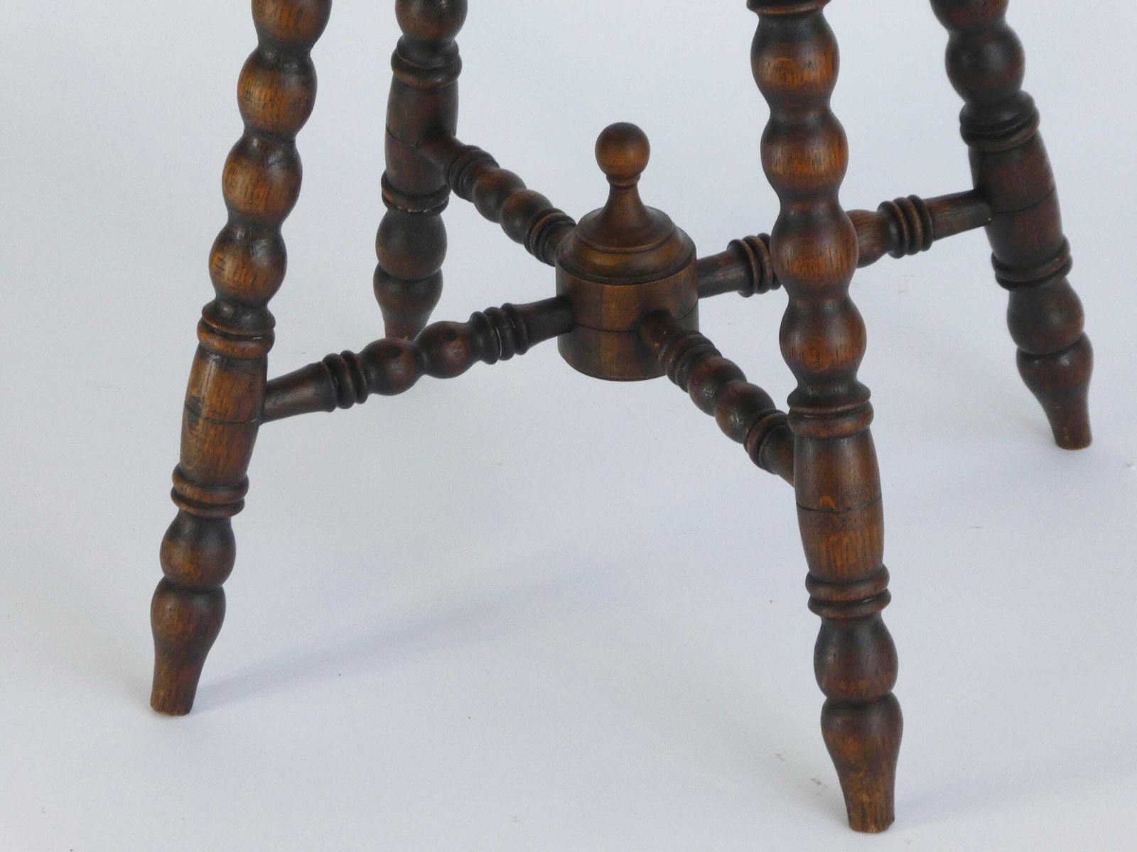 Antique Small Bobbin Wooden Stool, Carved Side Table With Flower, Barley Twist Furniture, Oak Bench, Plant Stand photo Home Decor
