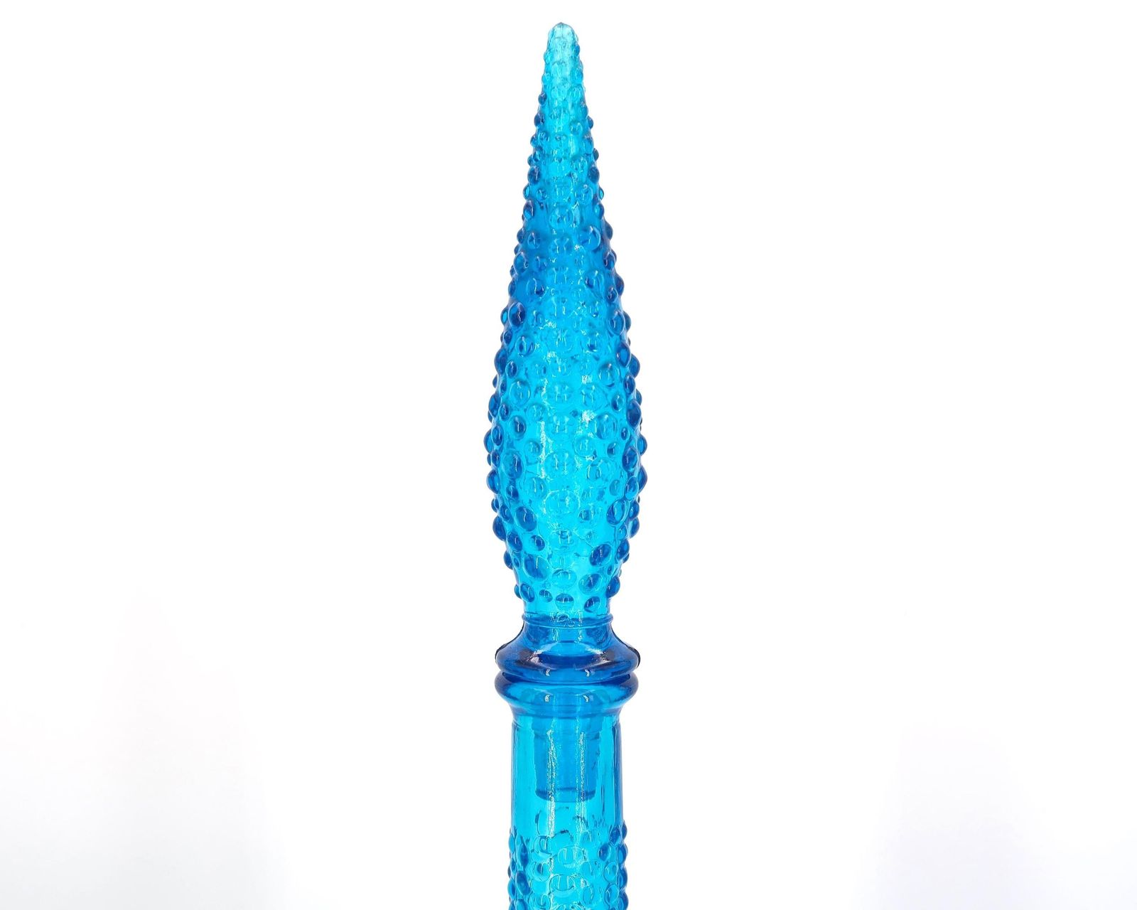 Vintage Blue Bubble Glass Genie Bottle, Italian Decanter, 1960s / Empoli, Boho Chic, Bohemian, Folk, Made In Italy photo Home Decor