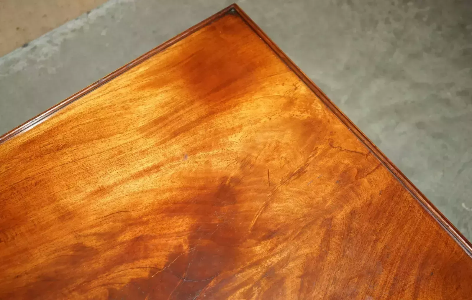 photo furniture Antique Victorian 1880 Flamed Mahogany Military Campaign Coffee Table Drawers