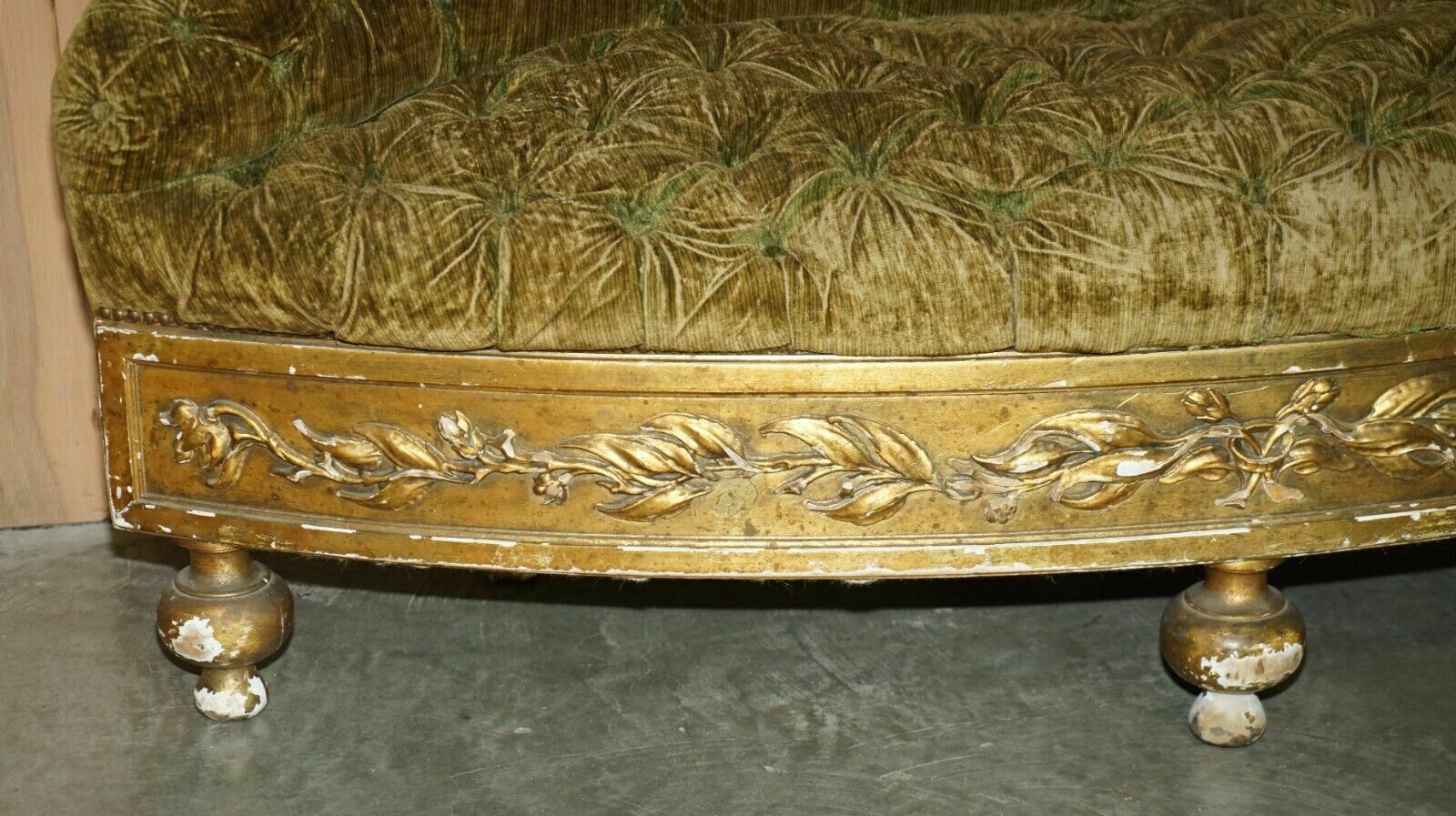Fine Antique Georgian Circa 1780 Giltwood Chesterfield Window Settee Salon Sofa photo vintage