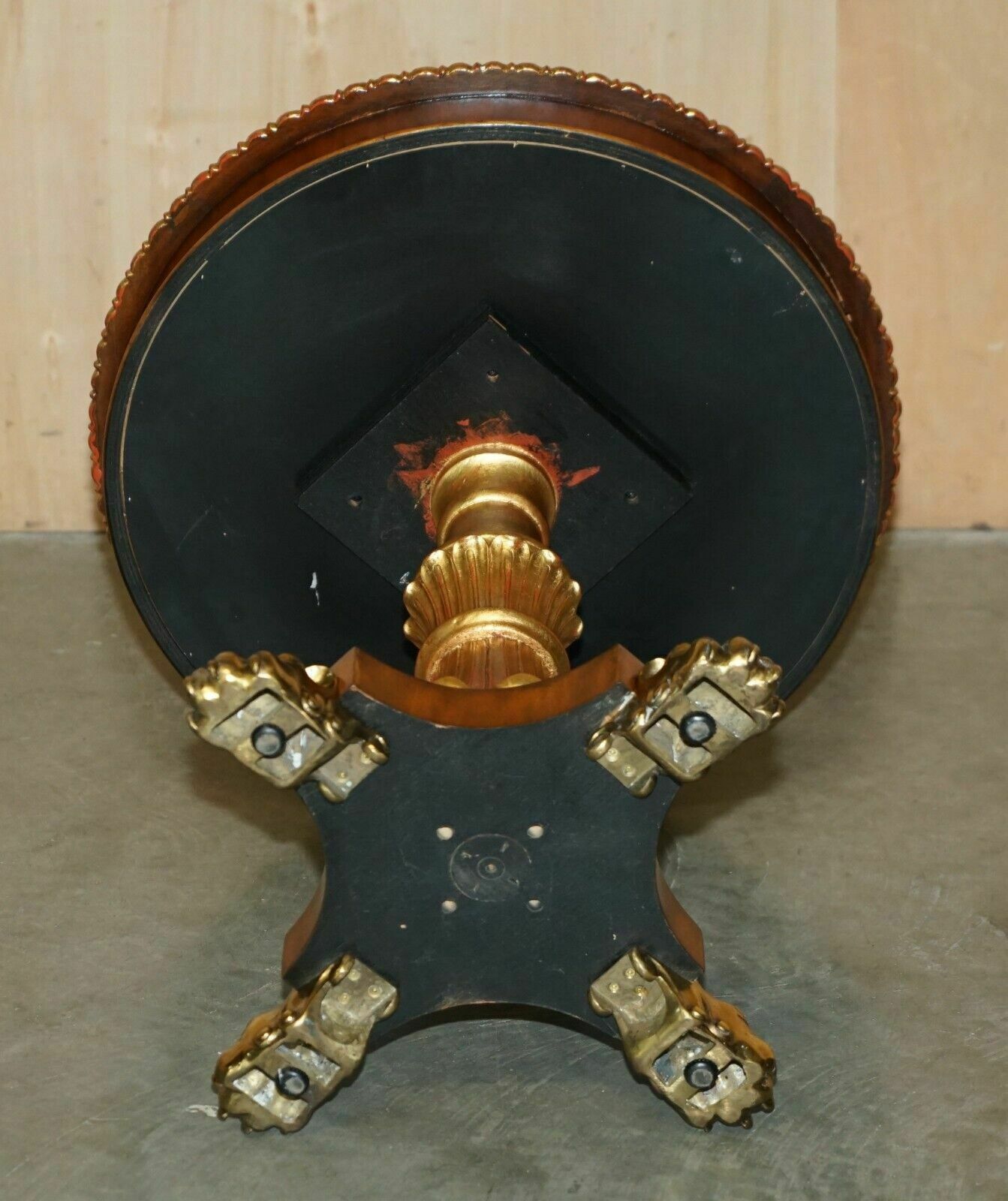 2950.0 Sublime Pair Of Vintage Marble Topped Side End Tables Solid Brass Lions Paw Feet photo