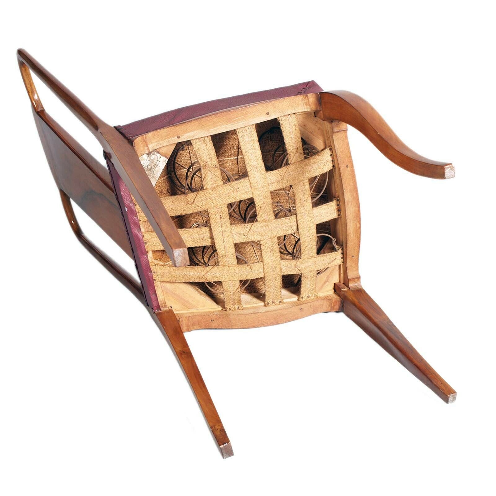 Pair Art Deco Side Chairs, In Blond Walnut Wood By Osvaldo Borsani All Original photo vinterior