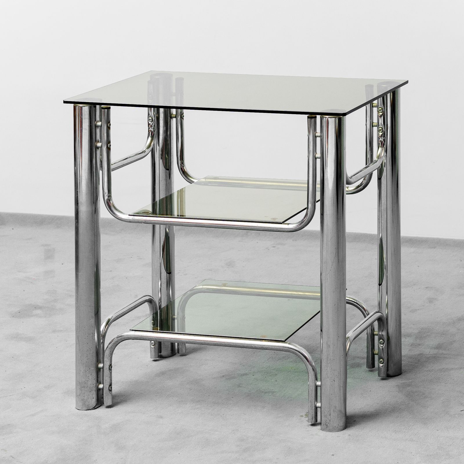 Vintage Tv Stand Table Metal Smoked Glass 70s Vintage Modern Antiques