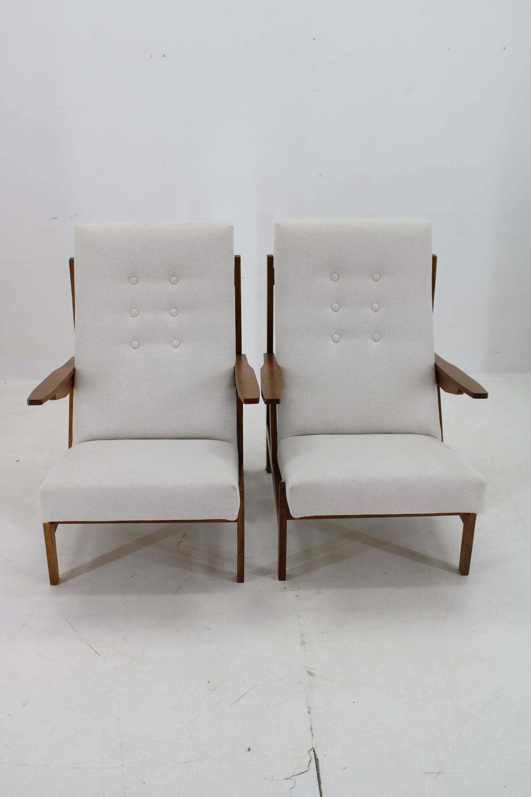 1970s Pair Of Rare Oak Armchairs By Uluv, Czechoslovakia photo furniture