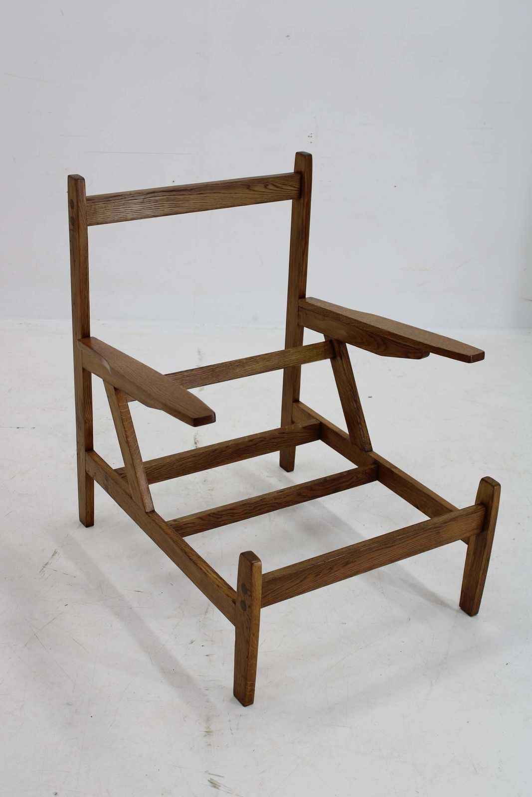 1970s Pair Of Rare Oak Armchairs By Uluv, Czechoslovakia photo vintage