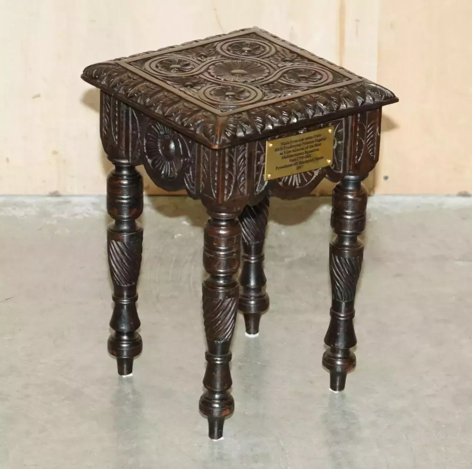 Exquisite Side Table Made From The Timber Of Hms Foudroyant Nelsons Flagship photo furniture