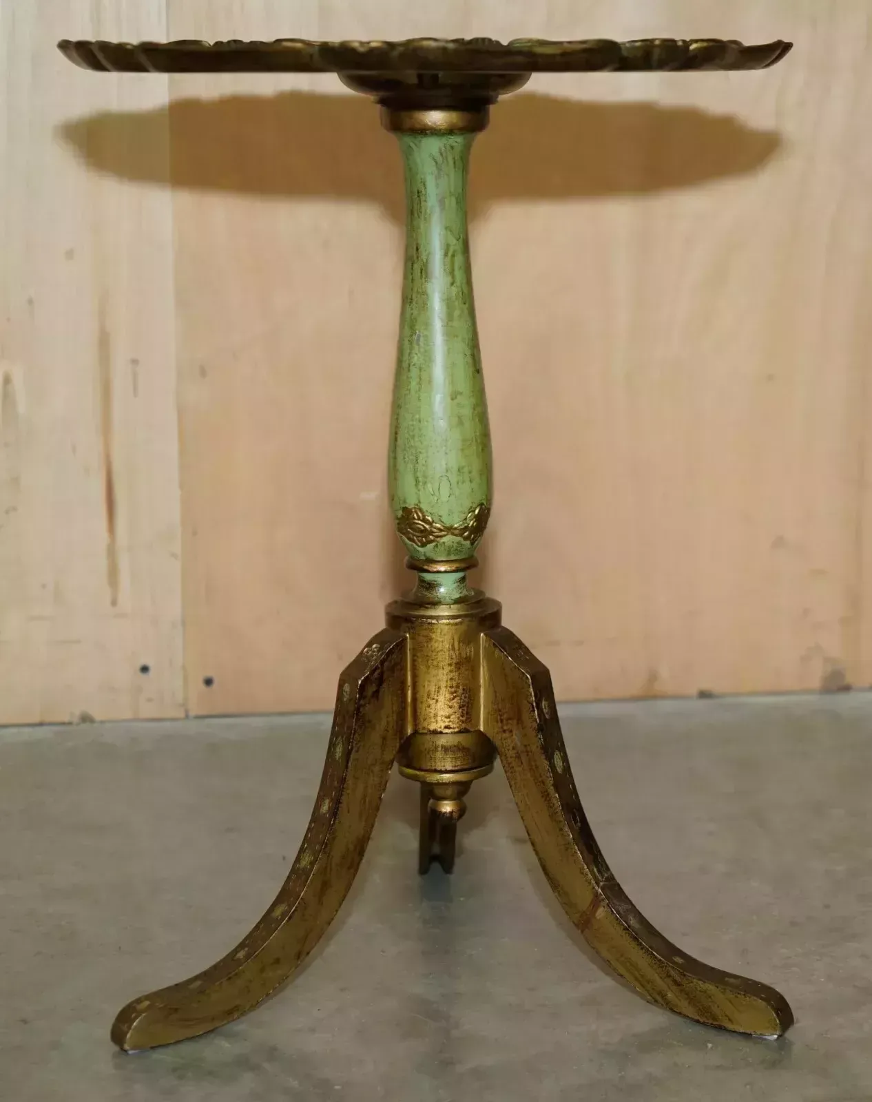 Vintage French Circa 1950's Hand Painted & Gilt Tripod Side End Lamp Wine Table photo buy