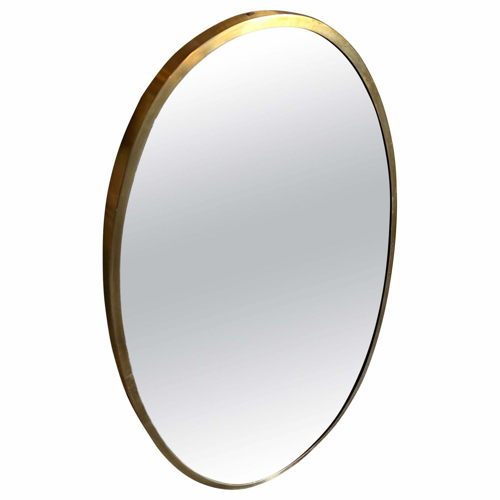 1950s Gio Ponti Style Mid Century Modern Brass Italian Oval Wall Mirror