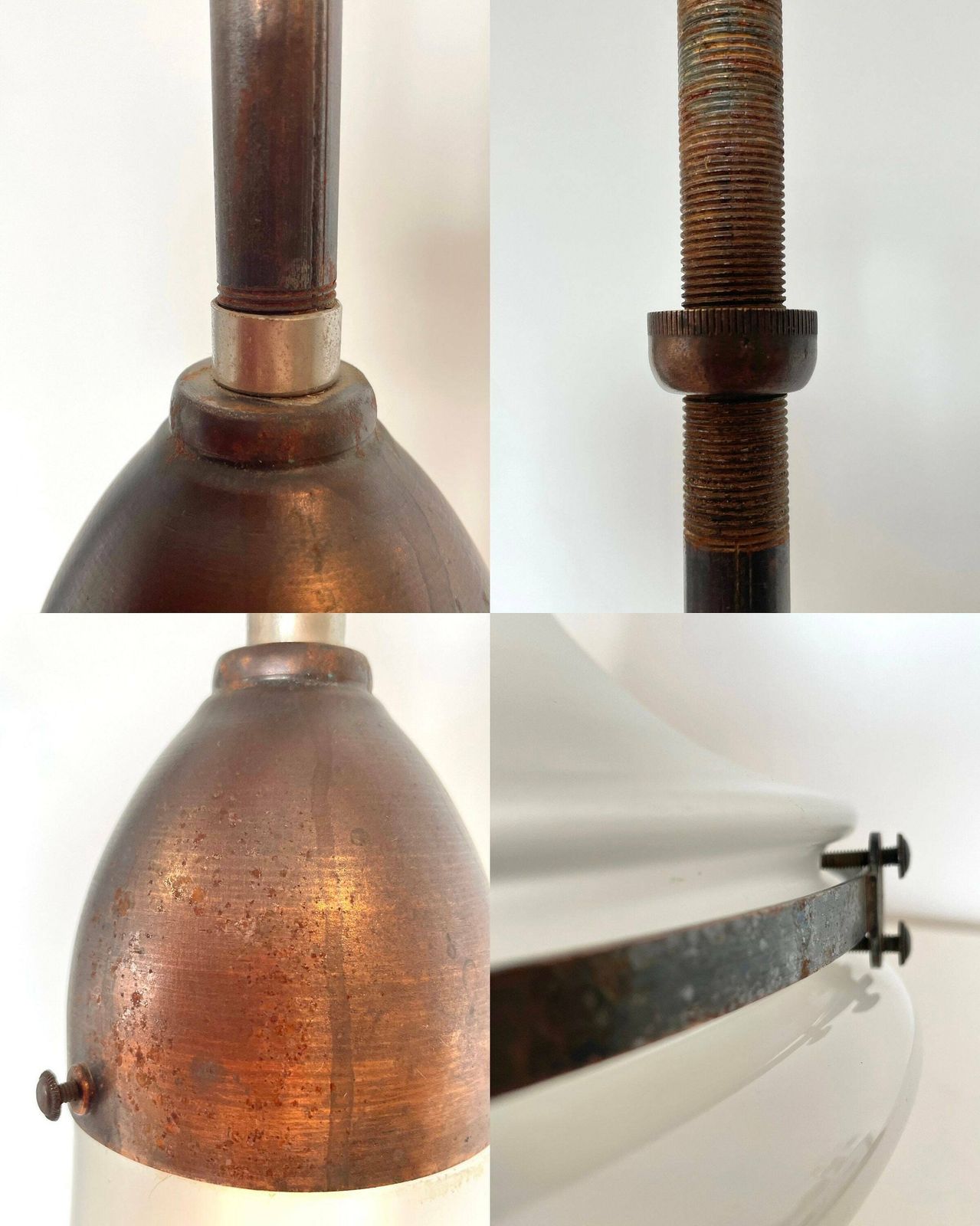 photo for sale Antique Exclusive Large Luzette Ceiling Light In Opaline And Frosted Glass Designed By Peter Behrens In 1906 For Siemens Schukert, Germany