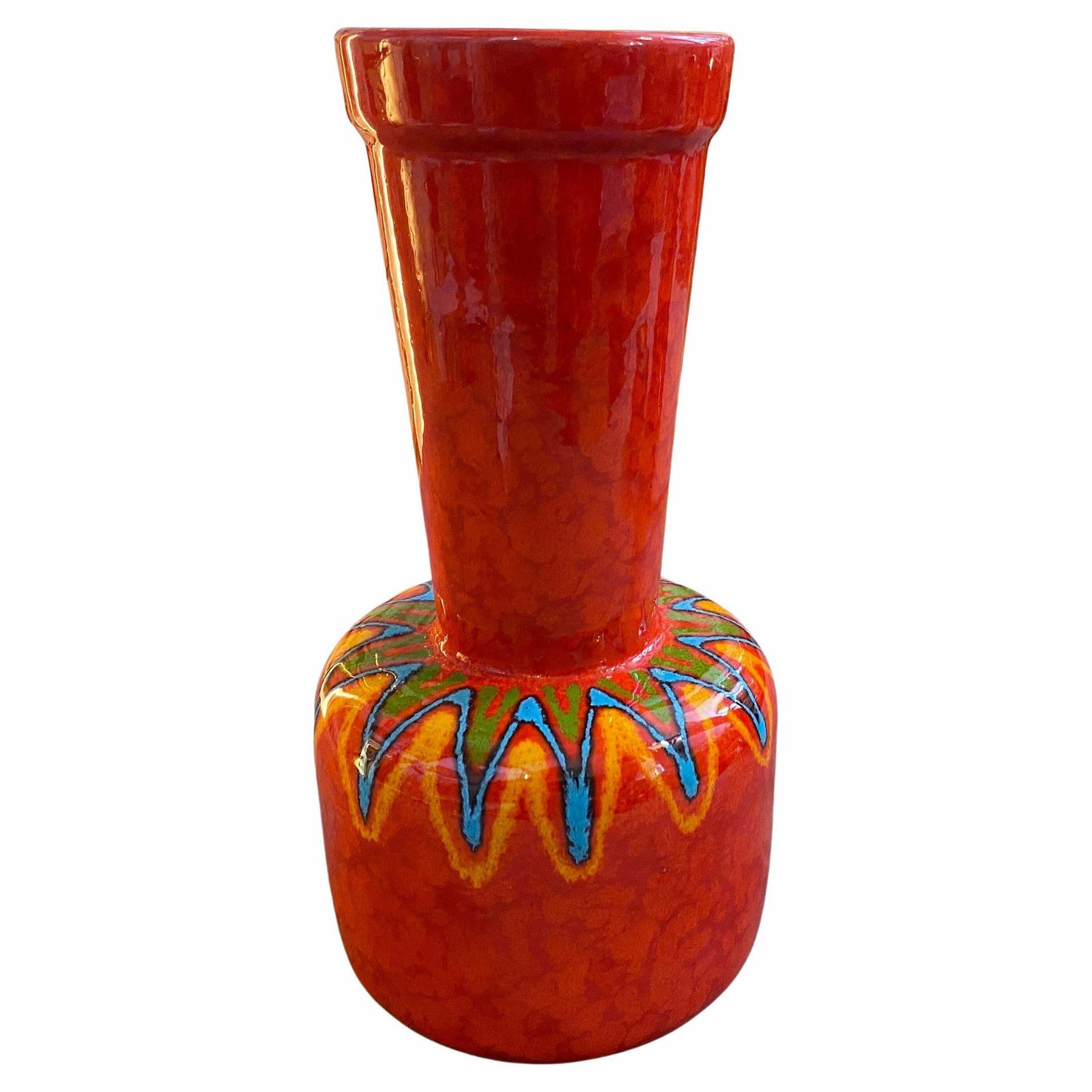 1950s Mid Century Modern Hand Painted Ceramic San Marino Vase