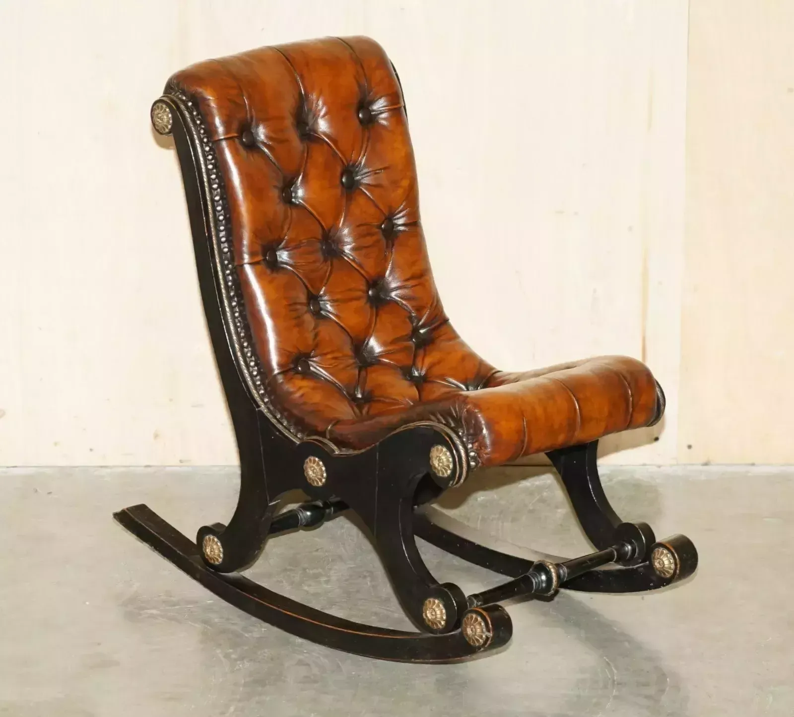 Fully Restored Antique Victorian Aesthetic Movement Chesterfield Rocking Chair